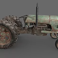 Rusty Vintage Tractor With Large Wheels Classic Design And Old Metal Body