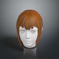 White Human Head Model Featuring Red Short Hair With Straight Bangs And Smooth Hair Texture