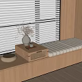 Modern Cream Bay Window Middle Style Cushion Venetian Curtain Floriculture Modern Bay Window Cushion Bay Window Cushion Bay Window Pillow 3d model