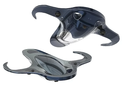 Two Dark Durable Plastic Clamps With Transparent Sections And Curved Design 3d model