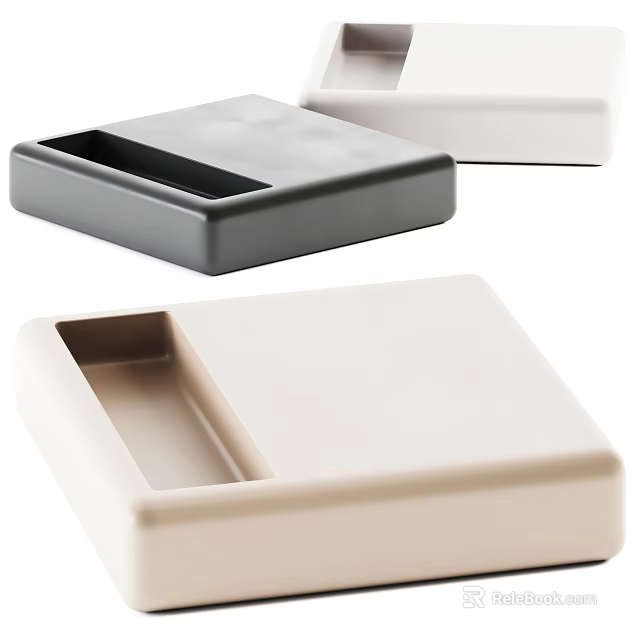 Modern Simple Coffee Table Design With Square Tray In Gray Beige And White 3d model