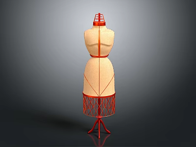 Red Frame Beige Body Dress Form Hanger With Tripod Base For Clothing 3d model