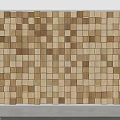 Sofa Backdrop Wall Featuring Wooden Cube Pattern With Light And Dark Wood Tones Textured Design 3d model