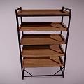 Four Tier Wooden Shelf Unit With Metal Frame Modern Storage Solution
