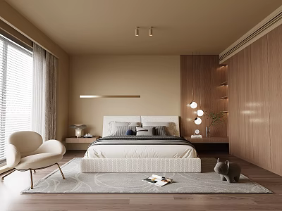 Quiet Ancient Style Home Bedroom Master Bedroom Fabric Double Bedside Table Solid Wood Wardrobe Jewelry Ornaments 3d model