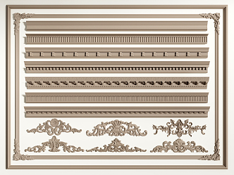 French Gypsum Line Gypsum Line Carved Stone Set Line Gypsum Carved 3d model