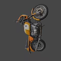 Vintage Orange Yellow Motorcycle with Round Headlight Black Seat and Classic Design