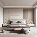 Modern Bedroom Interior With Neutral Tones Recessed Lighting Floor to Ceiling Window And Area Rug