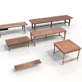 Wooden Dining Tables In Various Styles Rectangular Square With Brown Wood Grain 3d model
