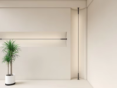 Wall Washer Light Enhancing Modern Interior By Illuminating Smooth Beige Wall With Potted Plant 3d model
