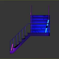Neon Lit Staircase With Nowhere Text Number 2 And Floatit On Reflective Surface 3d model