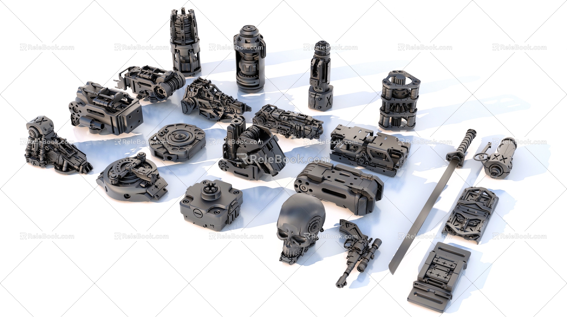 Group Mechanical Sci-Fi Hard Surface Limb Parts 3d model