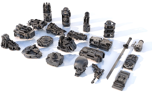 Group Mechanical Sci-Fi Hard Surface Limb Parts 3d model