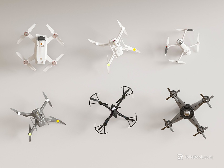 Different Types of Drones Utilized in Public Facility Security and Monitoring Services 3d model 