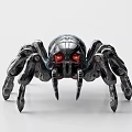 Mechanical Spider With Metallic Body Red Glowing Eyes And Robotic Legs