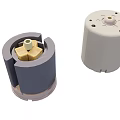 Gray And White Cylindrical Mechanical Components With Gold Inner Structure And Holes 3d model