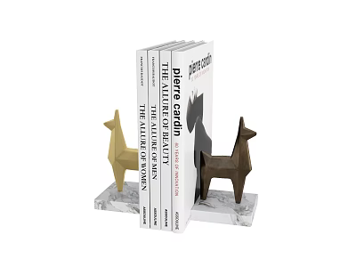 Decorative Ornament Set with Modern Geometric Animal Bookends and Books for Home Decor 3d model