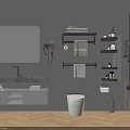 Modern Bathroom Set with Mirror Sink Vanity Toilet Shower Towel Rack and Shelves