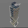 Modern Urban Skyscraper Architectural Design With Glass Facade And Geometric Structure