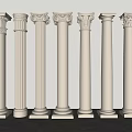 Classical Roman Columns In Various Styles Featuring White Architectural Design Elements For Decor 3d model
