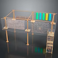 Kids Play Structure With Metal Frame Spider Web Netting Platforms Ladder And Colorful Cylinders