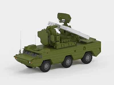 Green Functional Military Vehicle With Radar Antenna And Mounted Equipment 3d model