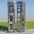 Multiple Modern Glass Elevators in Commercial Building Exterior With Sleek Metal Frames