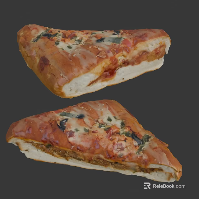 Savory Pizza Slice Loaded With Cheesy Goodness Fresh Basil And Tangy Tomato Sauce 3d model 