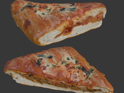 Savory Pizza Slice Loaded With Cheesy Goodness Fresh Basil And Tangy Tomato Sauce 3d model