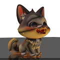Cute Cartoon Puppy Sitting With Big Ears Round Eyes And Sticking Tongue Out