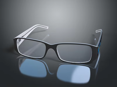 Elegant Jewelry Eyeglasses With Black Frame White Temple And Shiny Surface Design 3d model
