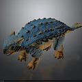 Blue Dinosaur Toy With Orange Legs And Spiked Cracked Texture Back