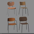 Set Of Four Modern Dining Chairs With Wooden Seats And Metal Legs In Various Colors