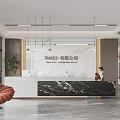 Modern Company Front Desk Background Wall Sofa Reception Area Sofa Chandelier Office Area 3d model