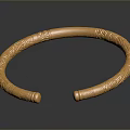 Elegant Gold Metal Bracelet With Intricate Carved Patterns And Spiral Open Design