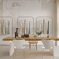 Modern Minimalist Clothing Store Interior With Clothing Racks Hanging Clothes And Display Shelves