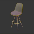 Modern White Upholstered Bar Stool With Wooden Legs And Black Metal Footrest