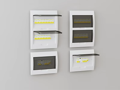 Industrial Equipment Electrical Control Panels With White Enclosure Black Panels And Yellow Indicators 3d model