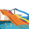 Colorful Water Slides in Water Park for Kids and Adults Fun Play Equipment