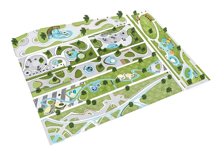 Modern Park Belt Park 3d model