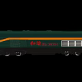 Vintage Green Train Head Featuring Green Exterior and Yellow Stripes