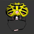 Bright Yellow Bicycle Helmet with Black Ventilation Holes Black Straps and Red Adjustment Buckle