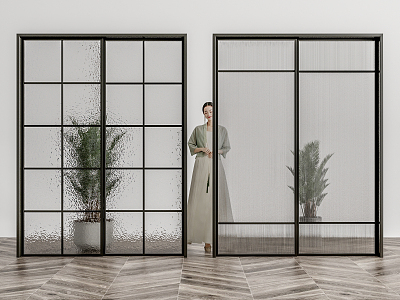 Modern sliding door glass sliding door 3d model