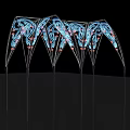 Modern Illuminated Door Arches With Curved Blue Red Patterns And Metal Frames