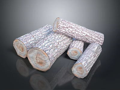 Natural Arbor Tree Trunks With Rough Bark Texture And Smooth Cut Ends 3d model