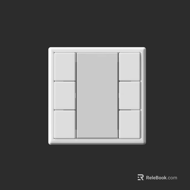 White Modern Switch Panel With Multiple Square Switches For Home Interior 3d model