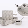 Garden Decorative Stone Grinder with Black Seeds Small Scoop Plate and Base