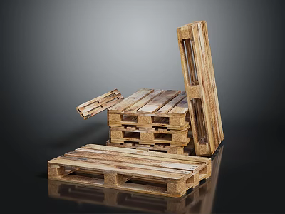 Wooden Pallets Stacked And Arranged With Natural Wood Material And Structure Design 3d model