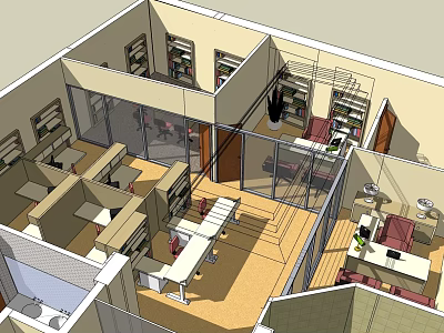 Creative Studio Interior Displaying Organized Musical Instruments and Art Supplies 3d model