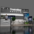 TeamBay Exhibition Booth W5D54 with Person Display Screen Plants and Tables